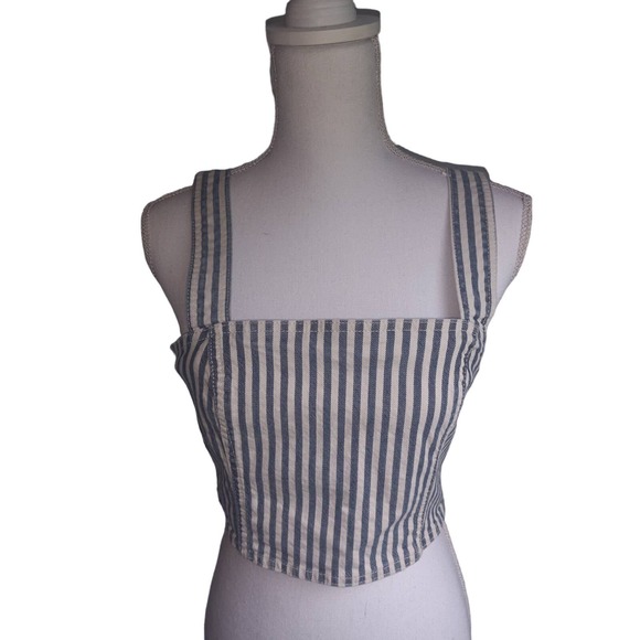 Zara Striped Denim crop top - size L - Picture 2 of 10